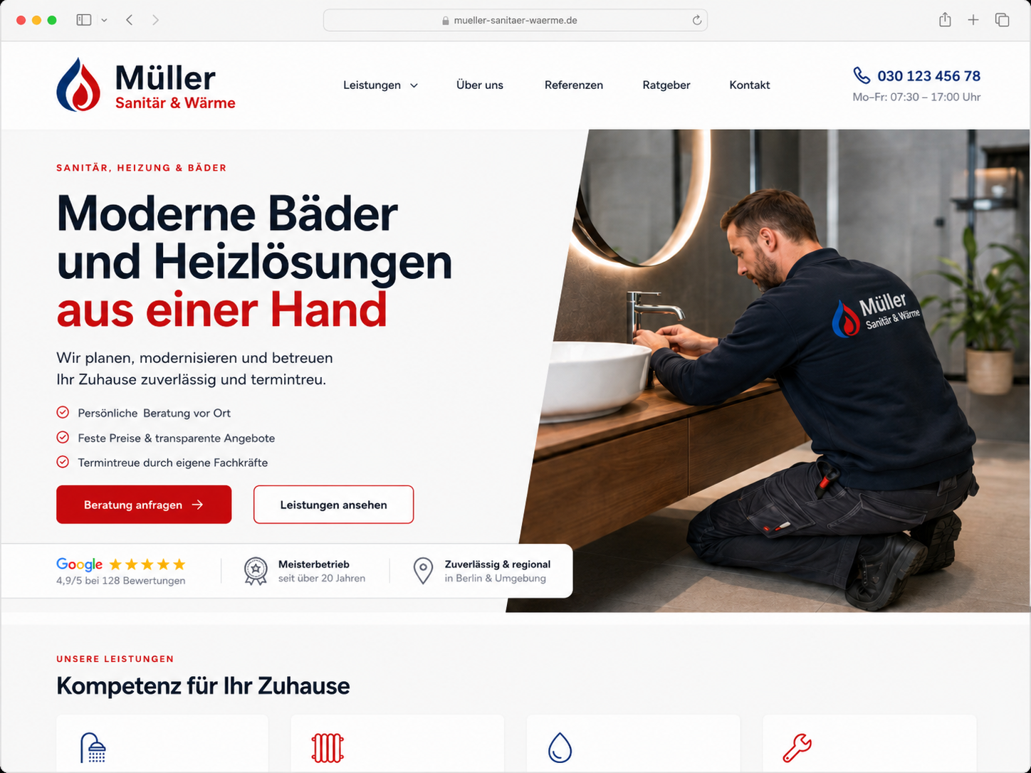 Website-Beispiel für Handwerksbetriebe