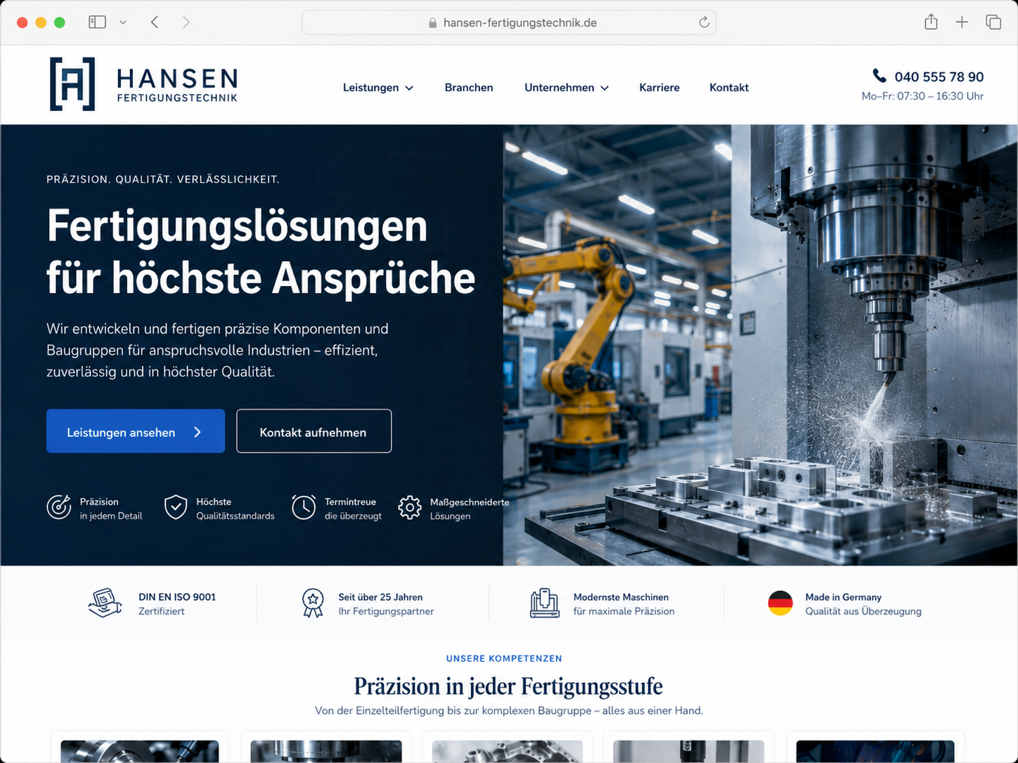 Website-Beispiel für Industrieunternehmen